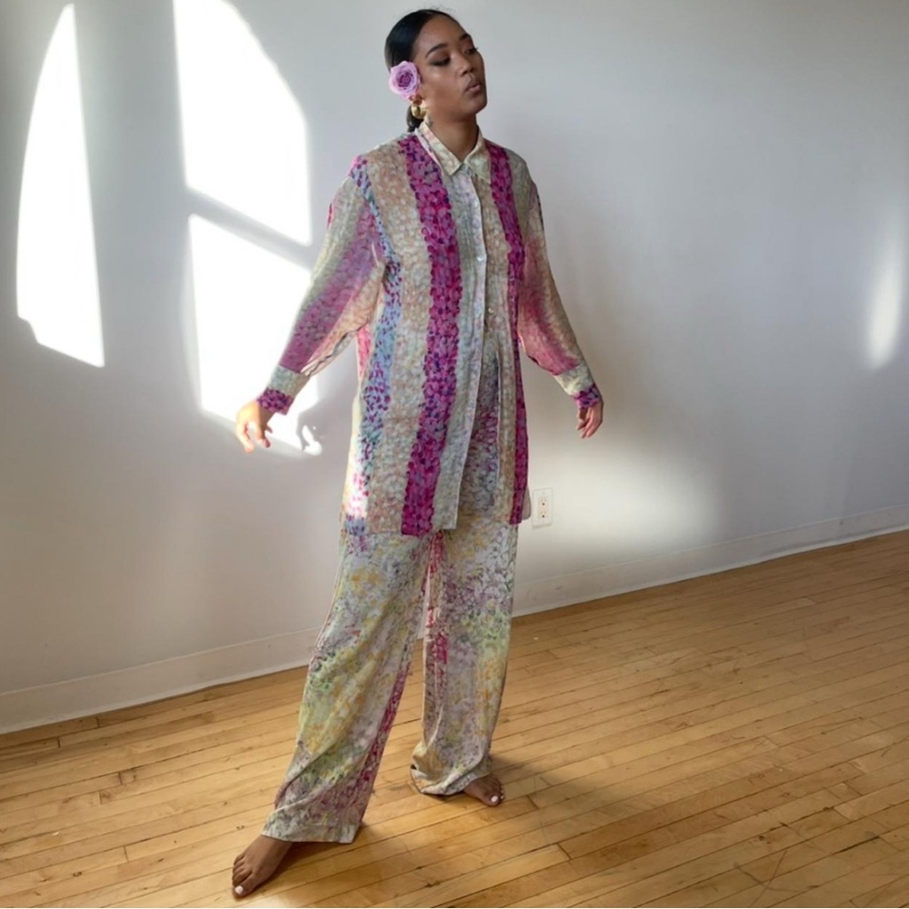 Aritzia Floral Silk Flowy Pant Set